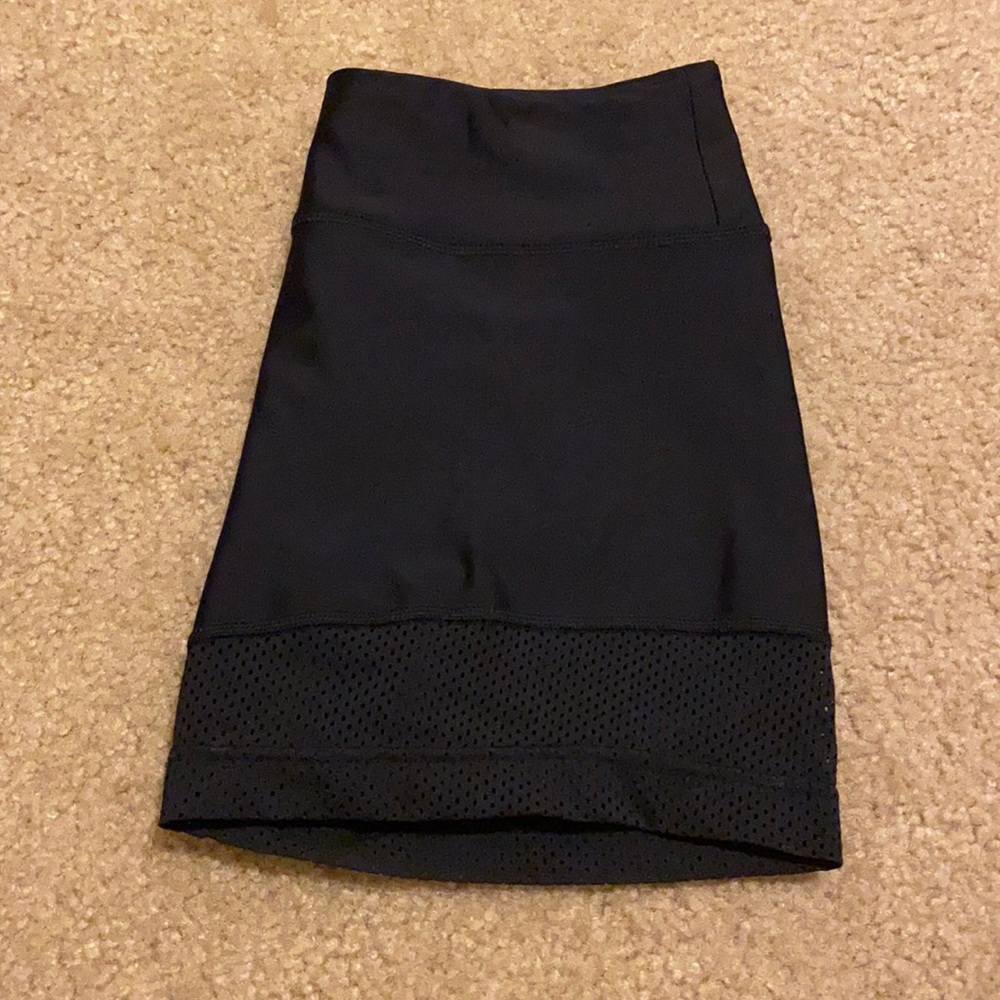 Black biker shorts with mesh bottoms